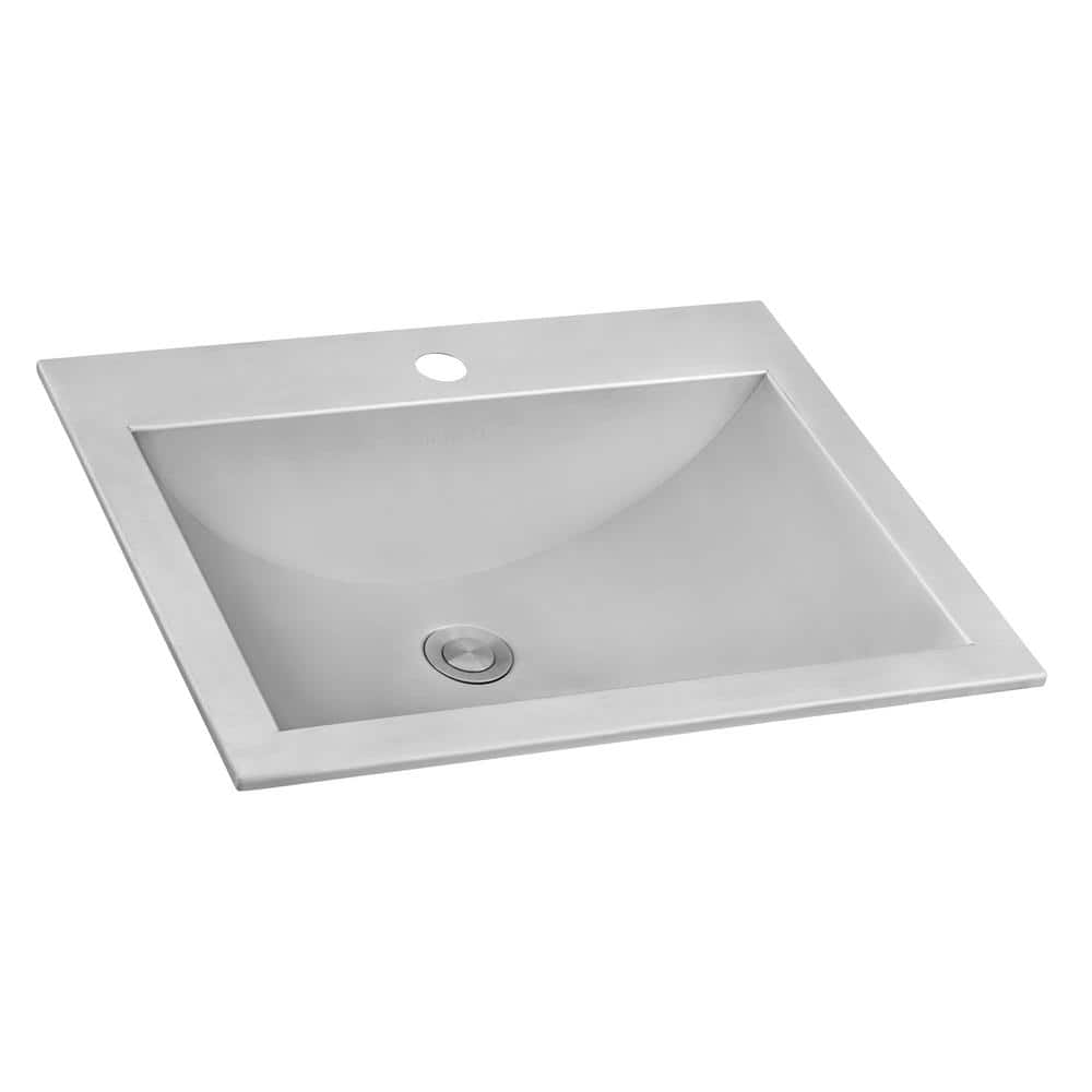 Ruvati 21 x 17 Inch Brushed Stainless Steel Topmount Bathroom Sink