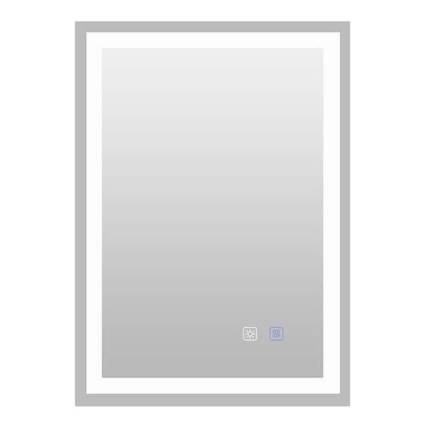 Unbranded 36 in. W x 24 in. H Rectangular Frameless Wall Mounted Bathroom Vanity Mirror LED Mirror Anti-fog Mirror with Button
