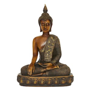 15 in. x 12 in. Brown Polystone Bohemian Buddha Sculpture