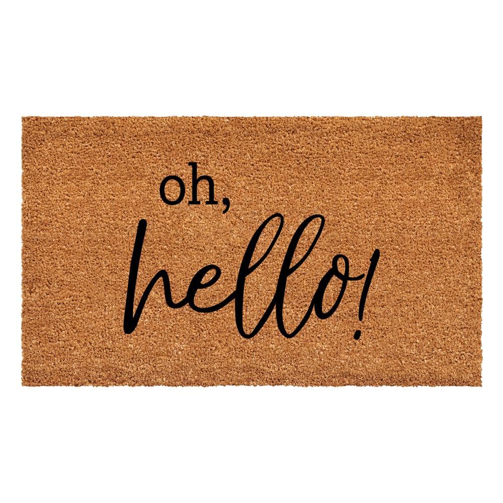 Charming 'Hello' Script Coir Outdoor Doormat, 24" x 36"