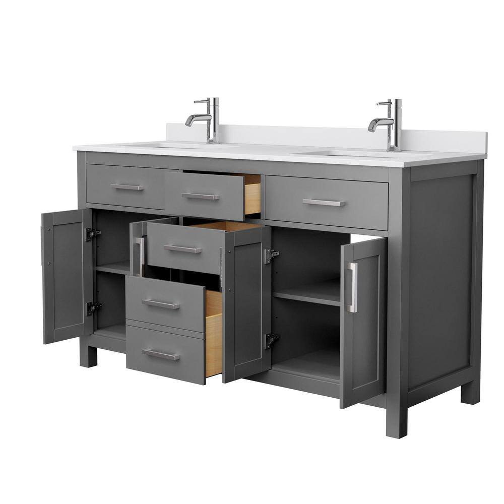 Beckett 60" Dark Gray Double Bathroom Vanity with Cultured Marble Top