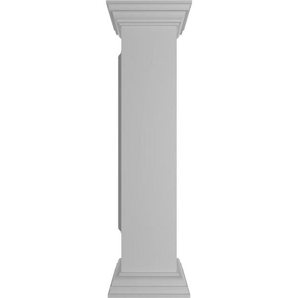 Ekena Millwork Corner 40 in. x 8 in. White Box Newel Post with Panel, Peaked Capital and Base Trim (Installation Kit Included)