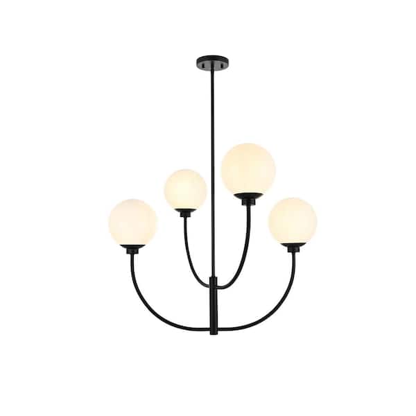 Unbranded 30 in. Home Living 4-Light Black Chandelier with no Bulbs Included