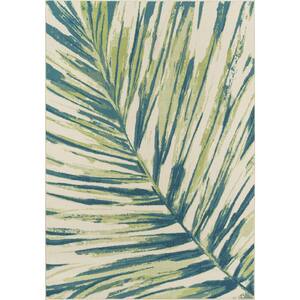 Baja Green 6 ft. x 9 ft. Palm Leaf Machine Made Floral Leaf Polypropylene Rectangle Area Rug