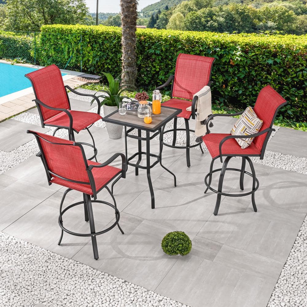 Patio Festival 5-Piece Metal Bar Height Outdoor Dining Set PF19032-273 ...