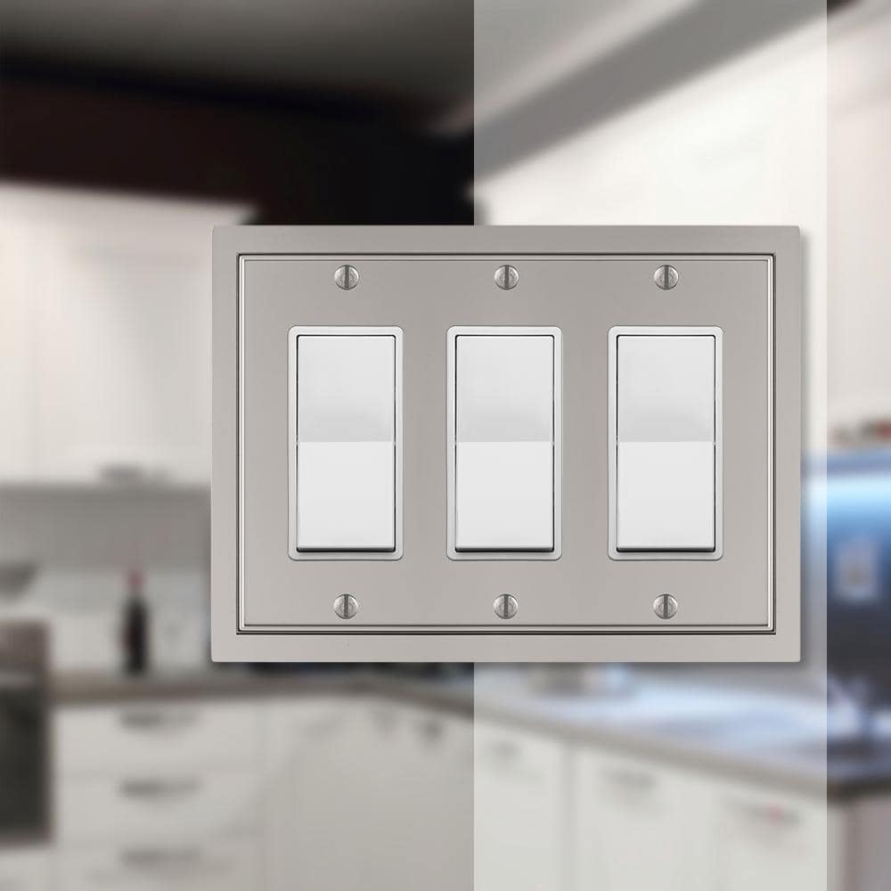 Satin Nickel Triple Rocker Cast Metal Wallplate