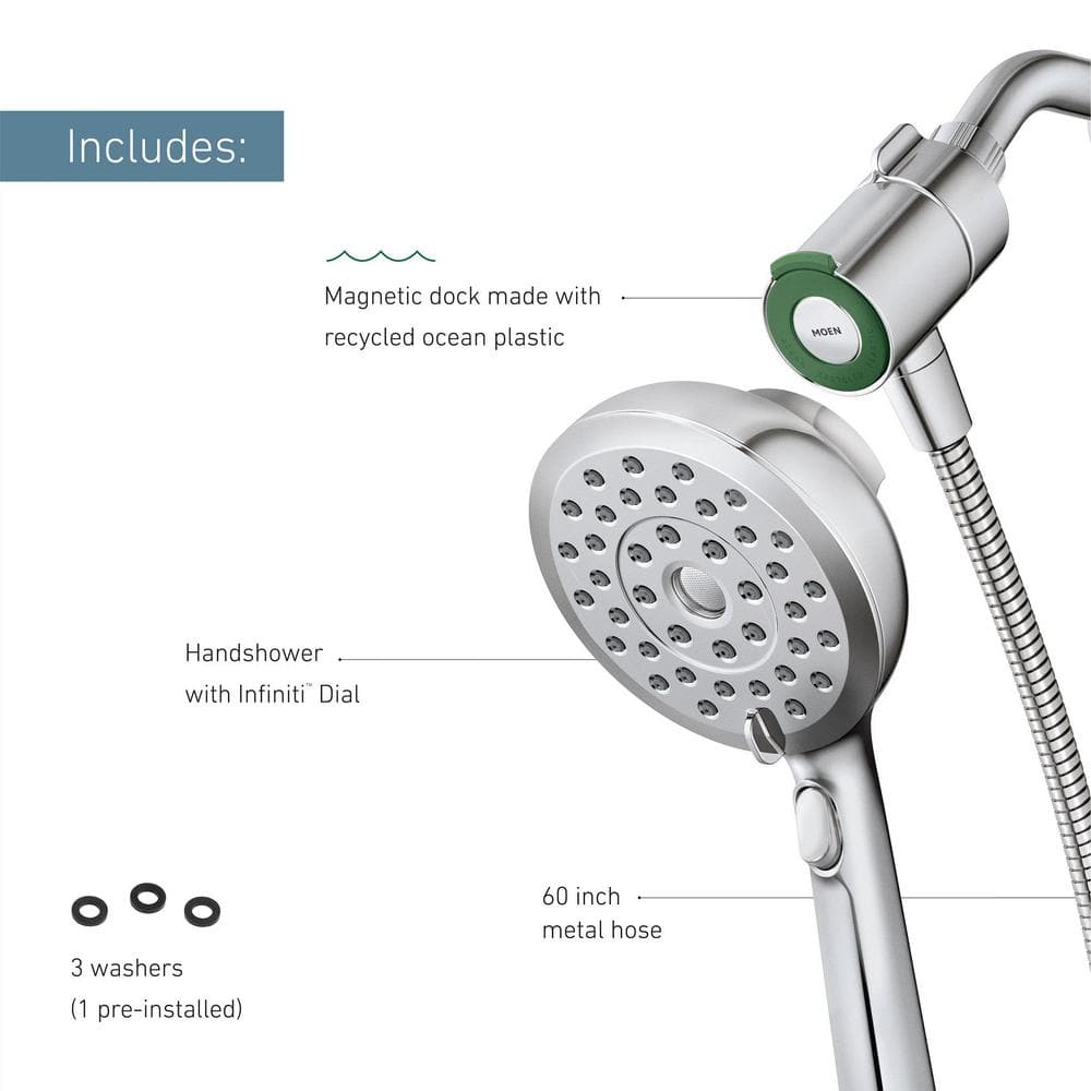 Chrome Multi-Head Handheld Shower with Magnetix Docking