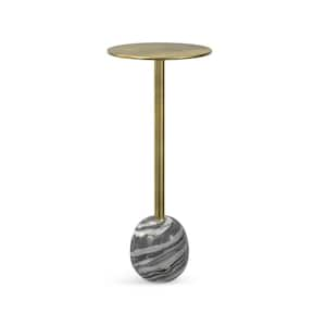 Melene Modern Contemporary 12 in. Wide Round Metal Side Table in Gold/Grey