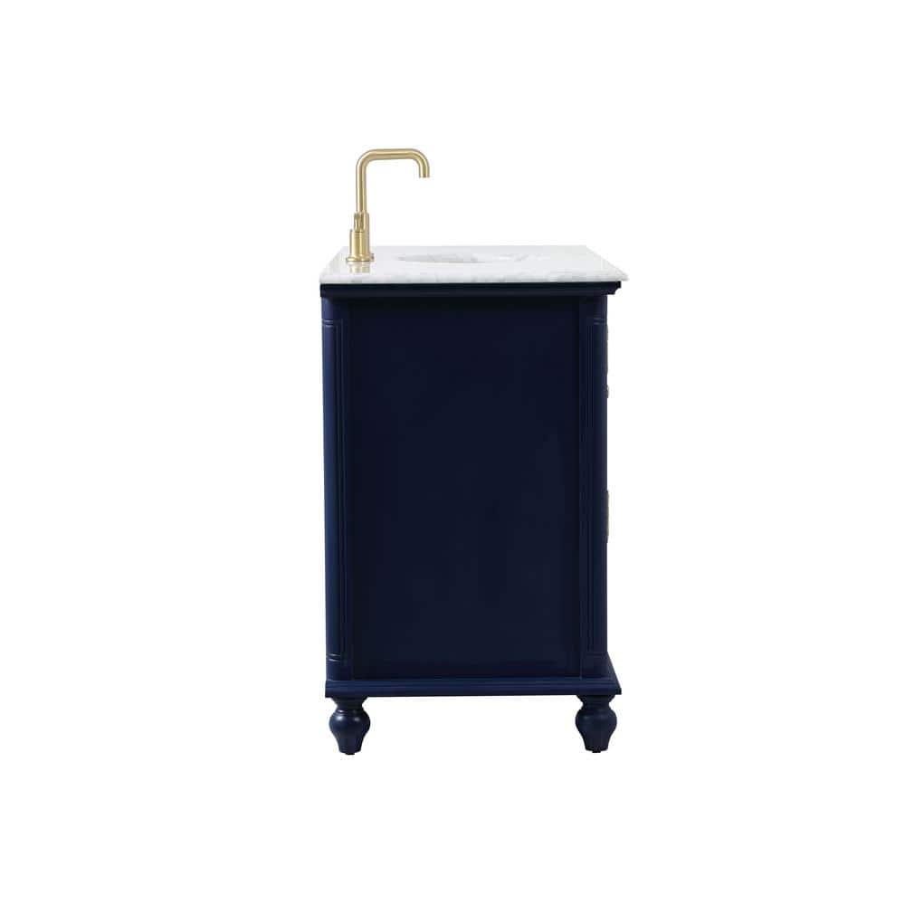 Rhodes 48" Blue Solid Wood Bathroom Vanity with Marble Top
