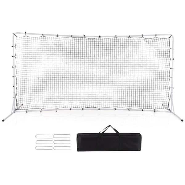 Costway Soccer Rebounder Net 12 x 6 ft. Portable Football Training Equipment with Net White