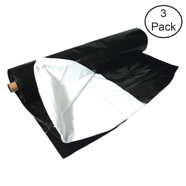 Hydrofarm 100 ft. x 10 ft. Black and White Heavy-Duty Waterproof Poly Film (3-Pack) Greenhouse