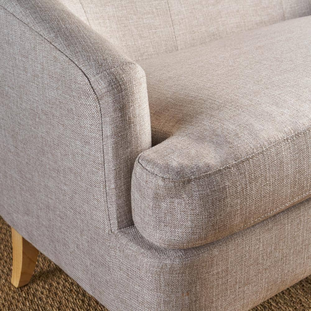 Elegant Beige Birch Wood Sloped Arm Loveseat