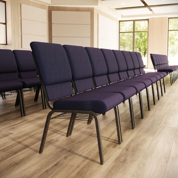 Fabric Stackable Church Chair in Royal Purple