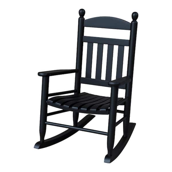 Youth Slat Black Wood Outdoor Patio Rocking Chair 201s Rta The Home Depot Youth Slat Black Wood Outdoor Patio, Outdoor Wood Slat Rocking Chair Black