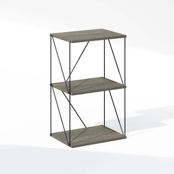 Furinno Wire 16.54 in. Finn Oak Rectangle Wood End Table with Metal Frame