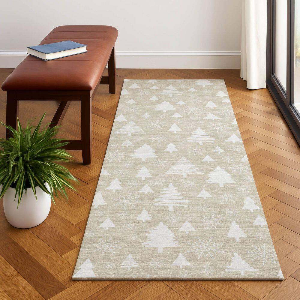 Mayfield Premium Machine Washable Abstract AMF1815 Beige 2 ft. 3 in. x 7 ft. 6 in. Runner Rug price history on PriceWatchPro