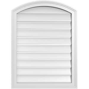 24 in. x 30 in. Arch Top Surface Mount PVC Gable Vent: Decorative with Brickmould Frame