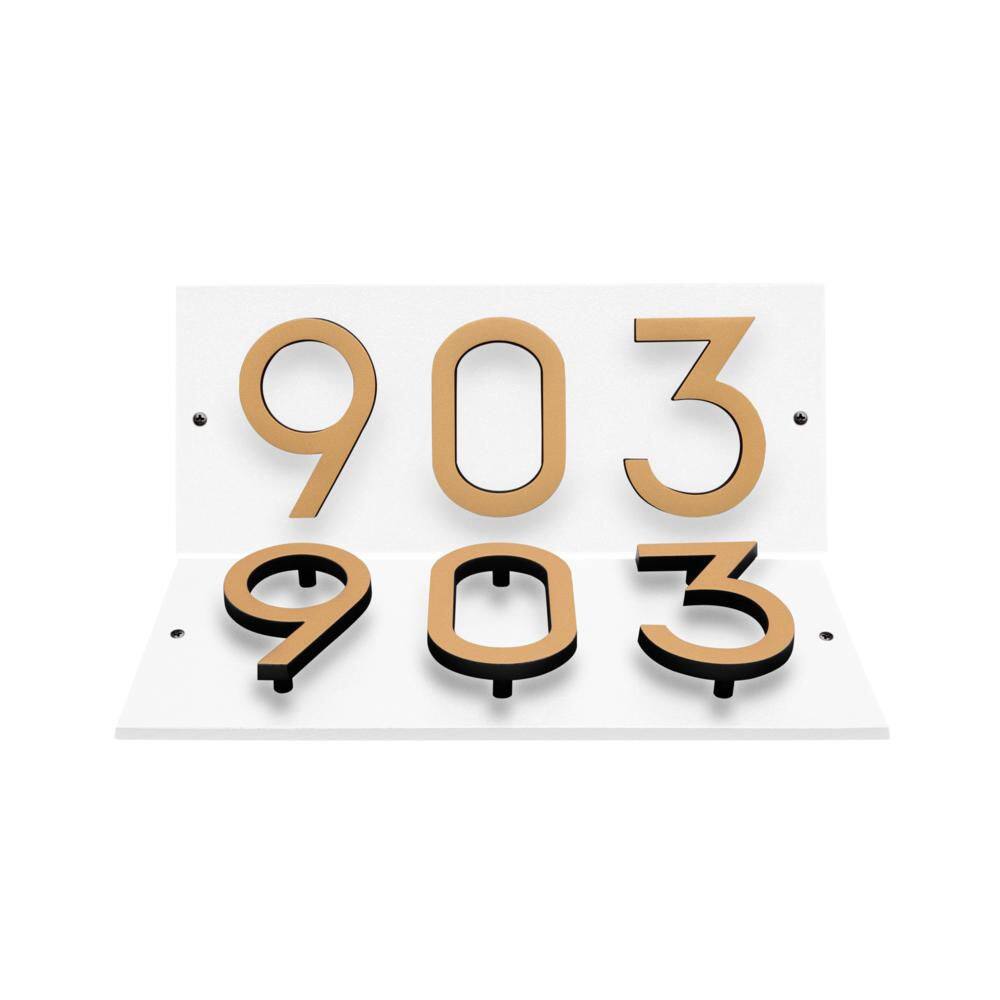 Floating Stand-Off 3-Number Horizontal Sign White with Black / Gold Modern Font Numbers price history on PriceWatchPro
