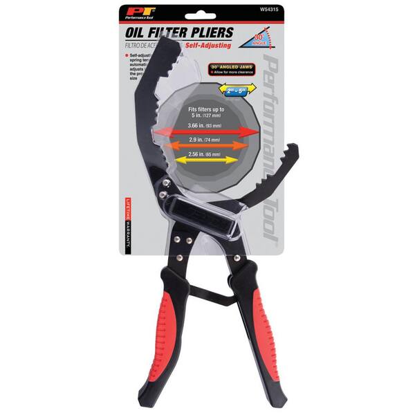 PT Performance Tool Angled Self-Adjusting Filter Pliers W54315