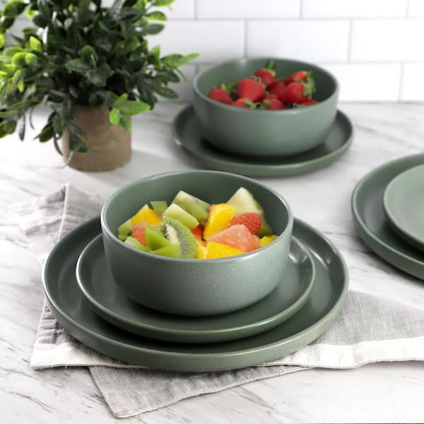 SOHO LOUNGE Bryant Park 12-Piece Reactive Stoneware Dinnerware Set