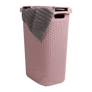 Pink 24.15 in. H x 13.75 in. W x 17.65 in. L Plastic 60L Slim Ventilated Rectangle Laundry Hamper with Lid