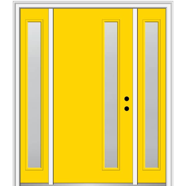 MMI Door 64.5 in. x 81.75 in. Viola Left-Hand Inswing 1-Lite Frosted Painted Fiberglass Smooth Prehung Front Door with Sidelites