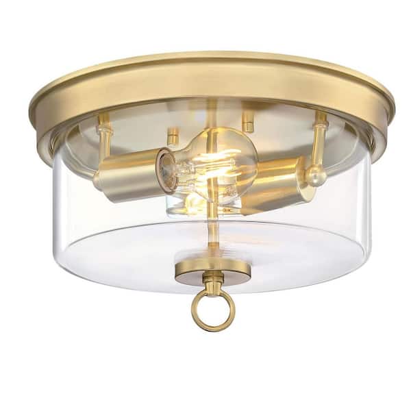 Lebanon 12 in. 2-Light Champagne Brass Flush Mount