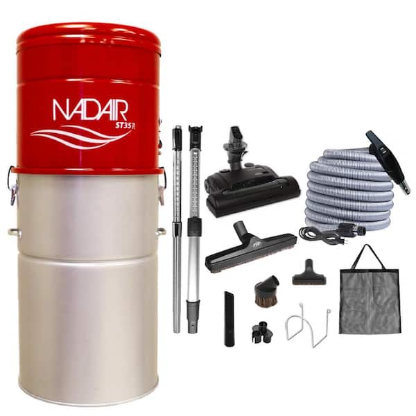 Nadair Heavy Duty central vacuum 750 AW Bagless / Bagged Corded Washable Filter 35L / 9.25gal. 35ft Carpet Deluxe Kit Included