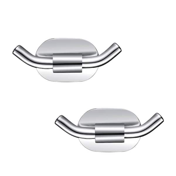Wall Mounted J-Hook Double Robe/Towel Hook in Stainless Steel Polished Chrome 2-Pack