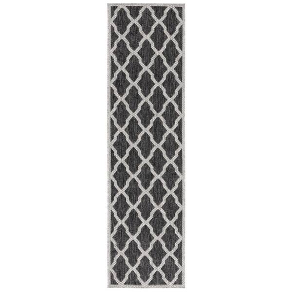 Beach House Charcoal/Gray 2 ft. x 10 ft. Oversized Trellis Indoor/Outdoor Runner Rug
