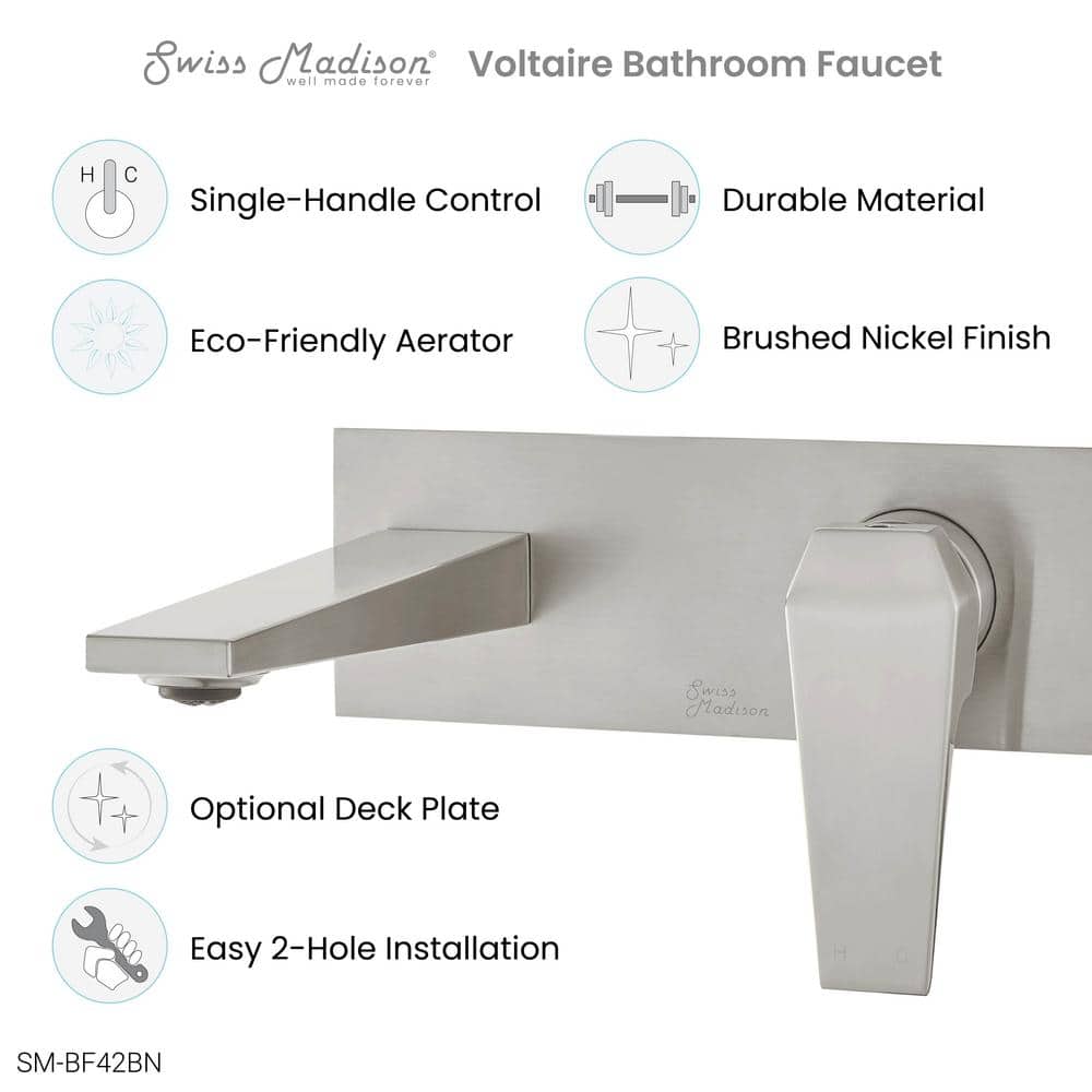Voltaire Brushed Nickel Single-Handle Wall-Mount Bathroom Faucet