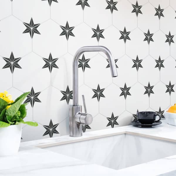 Stella Hex Nero 8-5/8 in. x 9-7/8 in. Porcelain Floor and Wall Tile (11.5 sq. ft./Case)