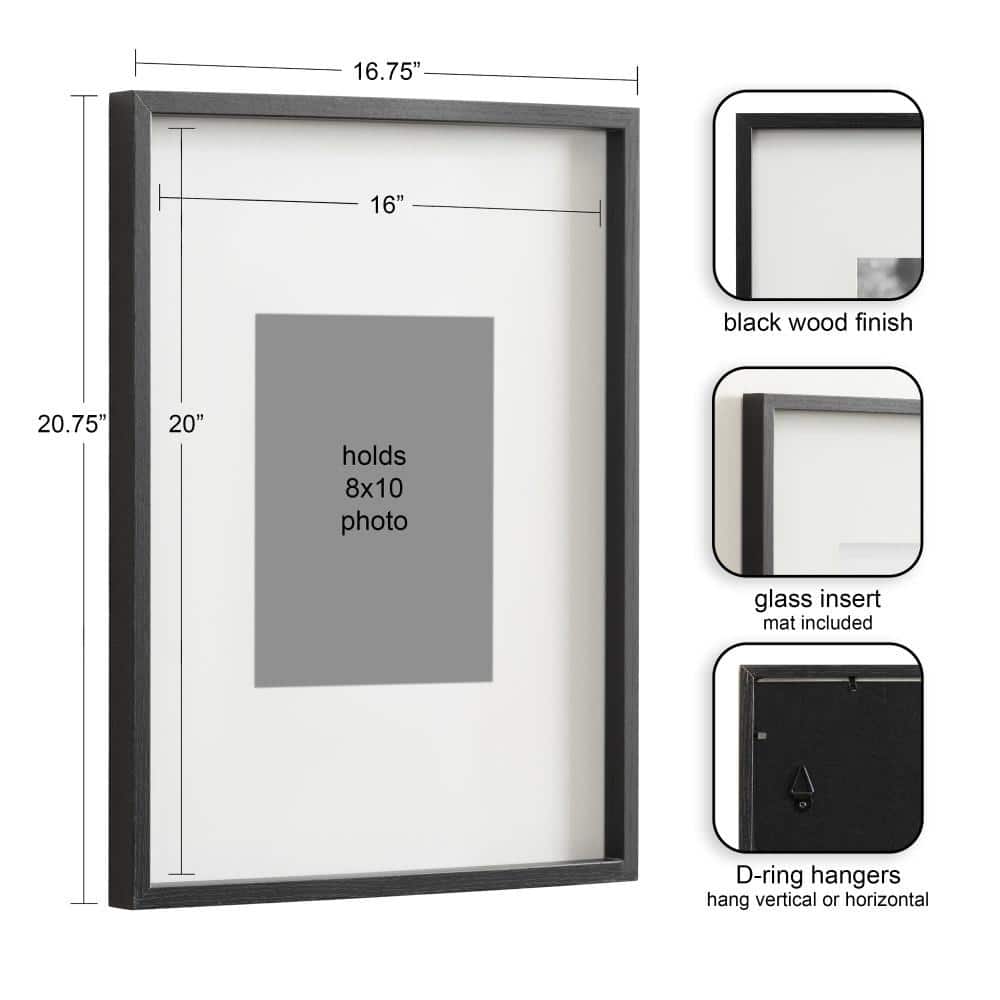 Black Wood Wall Picture Frame Set of 3