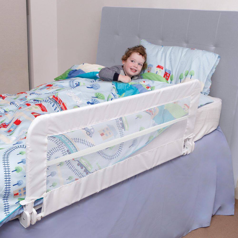 White Foldable Safety Bed Rail Guard for Toddlers