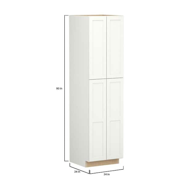 Shaker Full Overlay 24 in. W x 24 in. D x 90 in. H Plywood Assembled Utility Kitchen Cabinet in Linen White