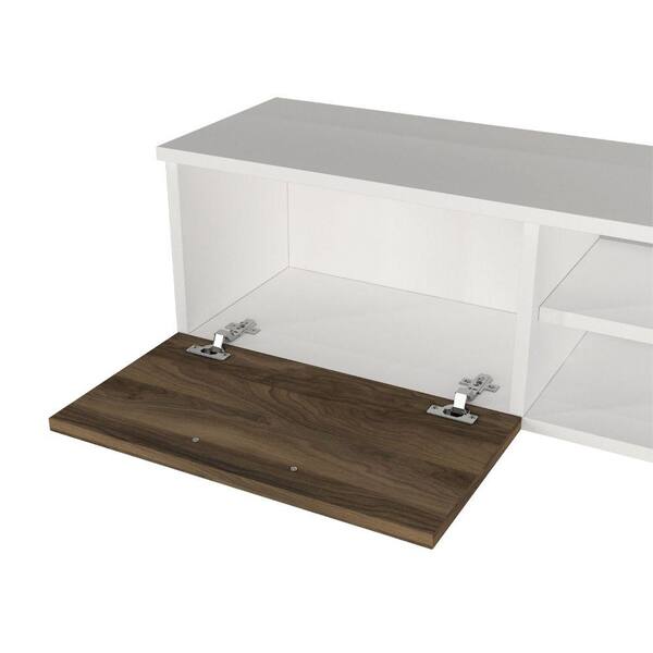 The Urban Port 59 in. Walnut and White 2 Drop Down Doors and 2