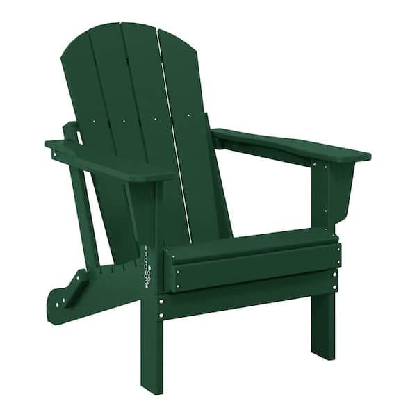 WESTIN OUTDOOR Laguna Fade Resistant Outdoor Patio HDPE Poly Plastic Classic Folding Adirondack Lawn Chair in Dark Green