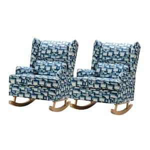 Aureo Indigo Rocking Chair with Solid Wooden Legs ((Set of 2))