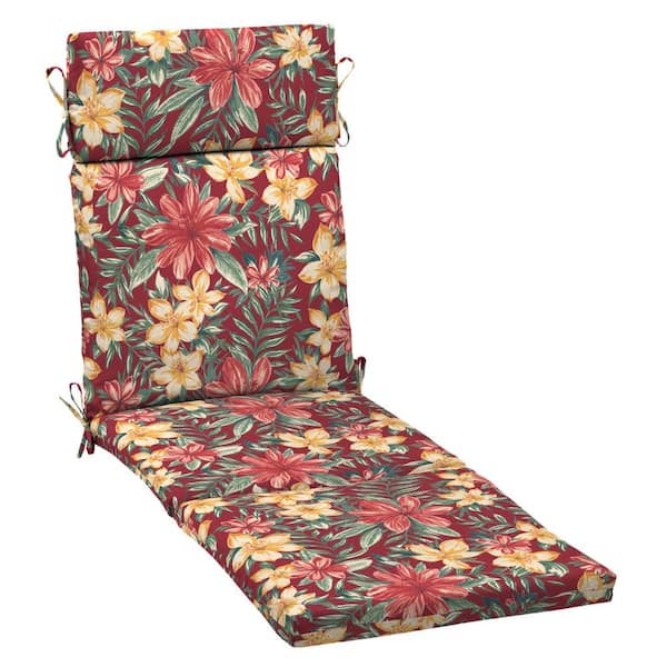 ARDEN 21 in. x 72 in. Outdoor Chaise Lounge Cushion in Ruby Clarissa