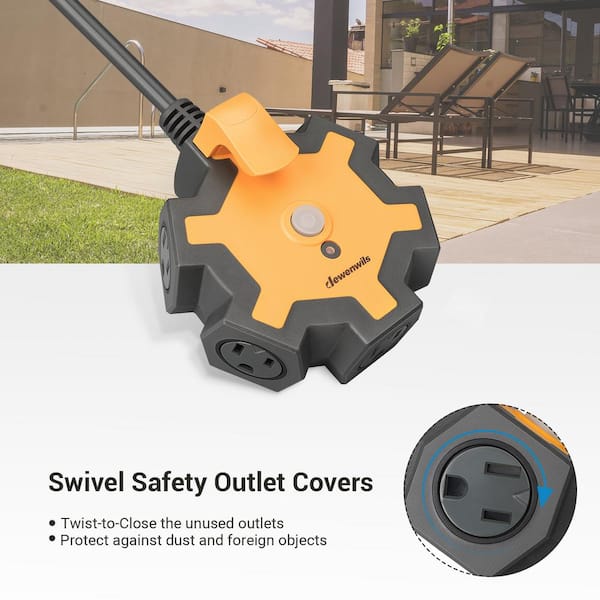 15 ft. 5-Outlet Industrial Heavy-Duty Power Strip for Garage, Workshop