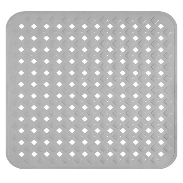 Shower Mat Non Slip 21 x 21 Machine Washable Bath Mat with Suction Cups and Drain Holes Safe Standing Bathtub Mat Gray