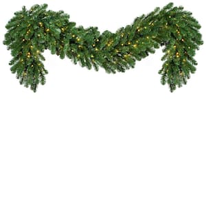 9 ft. Pre-Lit LED Artificial Oregon Fir Commercial Christmas Garland with 200 Lights, 20 in. W