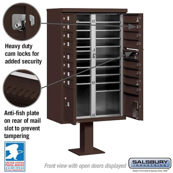 Salsbury Industries Bronze USPS Access Cluster Box Unit with 16 A