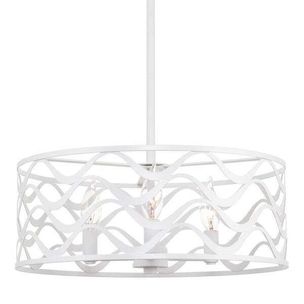 Kira Home Atlantic 60-Watt 3-Light White Modern Pendant Light with White Shade, No Bulb Included