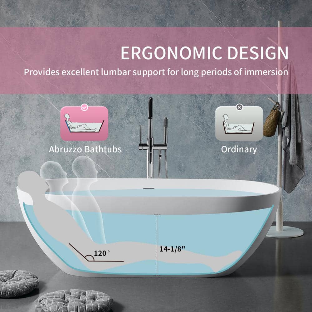 69'' Matte White Freestanding Acrylic Soaking Bathtub