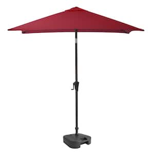 9 ft. Steel Market Square Tilting Patio Umbrella with Umbrella Base in Wine Red