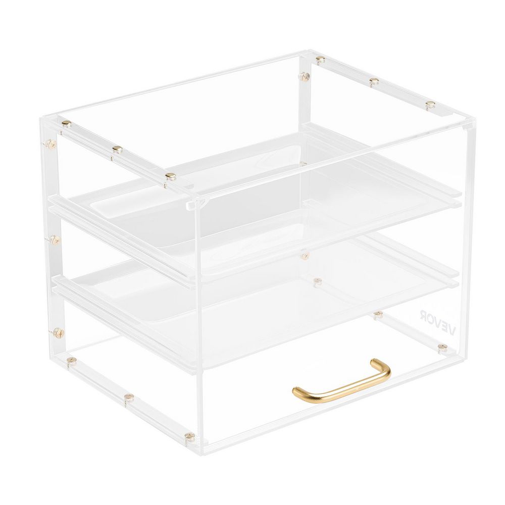 Bakery Display Case, 13 in. x 10.2 in. x 10.2 in. 3-Tier Countertop Pastry Display Case, Clear Acrylic Bread Box