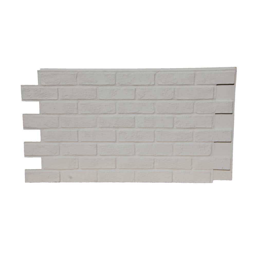 Tritan BP Faux Brick 43.5 in. x 23.75 in. Polyurethane Interlocking Siding Panel in Coconut White