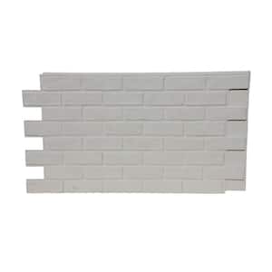 Faux Brick 43.5 in. x 23.75 in. Polyurethane Interlocking Siding Panel in Coconut White