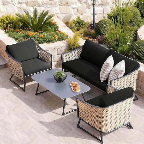 27 in. W Black Stretch Seat Cushion Slip Sofa Covers (8-Pack